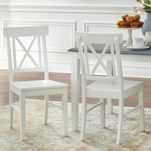 Buylateral Helena Cross Back Dining Chair White: Rubberwood Frame, Farmhouse Style, Armless High Back Design - 1 of 4