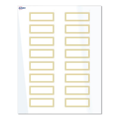 Avery Labels, 1" x 2-5/8", Glossy White, Multi-Lined Gold Border, 160ct