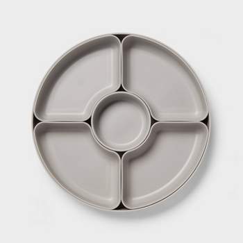 12"x12" Round Divided Server Plate Gray - Room Essentials™