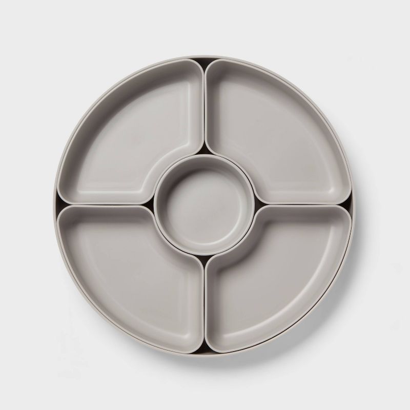 12&#34;x12&#34; Round Divided Server Plate Gray - Room Essentials&#8482;, 1 of 5