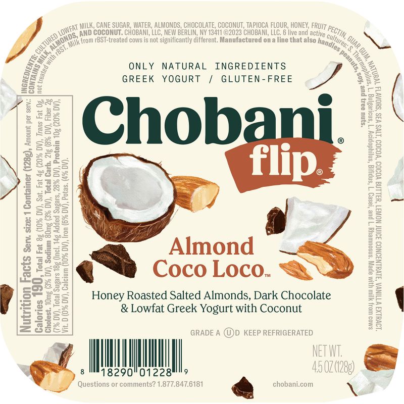 Chobani Flip Almond Coco Loco Low Fat Greek Yogurt - 4.5oz, 3 of 12