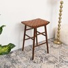 Genuine Leather Counter Stool with Padded Seat, Solid Wood Frame, and Footrest for Kitchen or Home Bar - 3 of 4