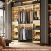 Besiost Wooden Walk-In Closet System Storage with Drawer and Hanging Rods - 2 of 4
