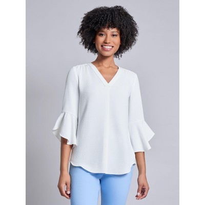 Jones New York Flutter Sleeve Blouse