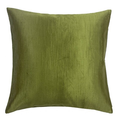 Olive Velvet Leaves Square Throw Pillow