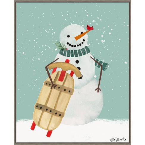 Bring on the Snow Winter Snow Sleding Snowman Printed 2 Premade