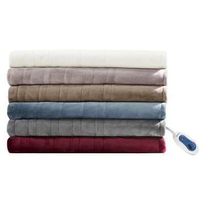 King Plush Electric Heated Bed Blanket Gray - Beautyrest