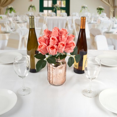 Coral Real Touch Polyester Rose Tabletop Centerpiece