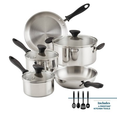 12pc Stainless Steel Cookware Pot and Pan Set Silver