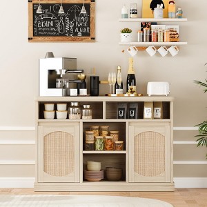 2-Door Rattan Decorated Sideboard Buffet Cabinet with Adjustable Shelves - 1 of 4