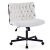 Modern Armless Office Chair, 300 lbs Capacity, Swivel Cross Leg Base, Faux Fur Seat, Ideal for Adults, Suitable for Hard Floors, Beige - 3 of 4