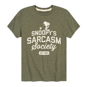 Boys' - Peanuts - Snoopy Sarcasm Society Short Sleeve Graphic T-Shirt - 1 of 4
