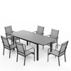 EROMMY 7 Piece Patio Expandable Table Dining Set, Outdoor Dining Table And Chairs Set For 4 To 8, 6 Textilene Chairs, 1 Iron Expandable Dining Table - 2 of 4