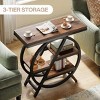 Syemin End Tables Rustic Style 3-Tier Narrow End Table with Storage Engineered Wood Side Table Sofa Side Table, Brown, 25.59"*11.81"*26.18" - 2 of 4