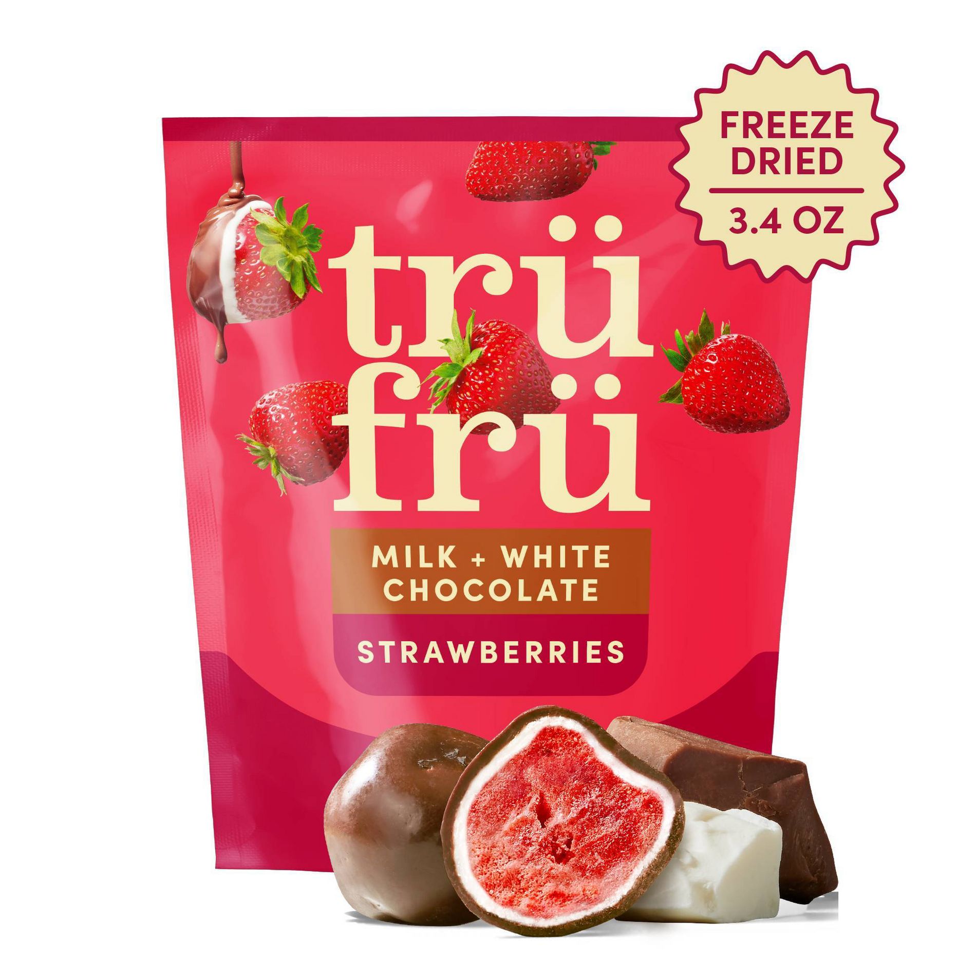 Tru Fru Freeze Dried Strawberries in Milk Chocolate - 3.4oz