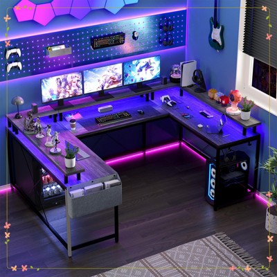 78" U-Shaped Gaming Desk - Reversible L-Shaped Computer Desk with Power Outlets