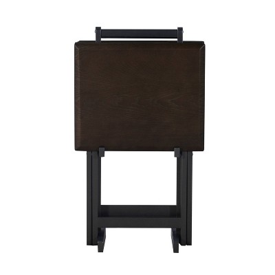 Marlowe Classic Gray Washed Oak Veneer Tray Table Set