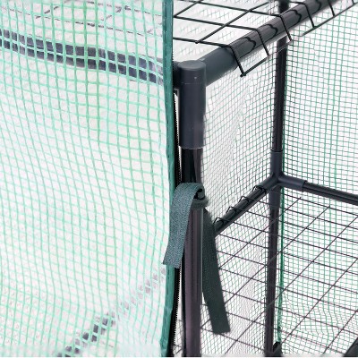 Green 37" Portable Walk-In Greenhouse with Iron Frame and Shelves