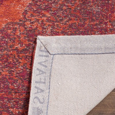 Classic Vintage 8' x 10' Orange and Red Cotton Rectangular Area Rug