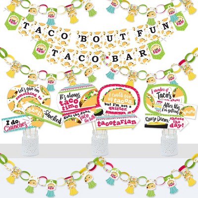 Big Dot of Happiness Taco 'Bout Fun - Banner and Photo Booth Decorations - Mexican Fiesta Supplies Kit - Doterrific Bundle