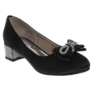 Badgley Mischka Girls' Low Heeled Dress Pumps. (Little Kids/Big Kids)Black Satin, Size: 8 - 1 of 4