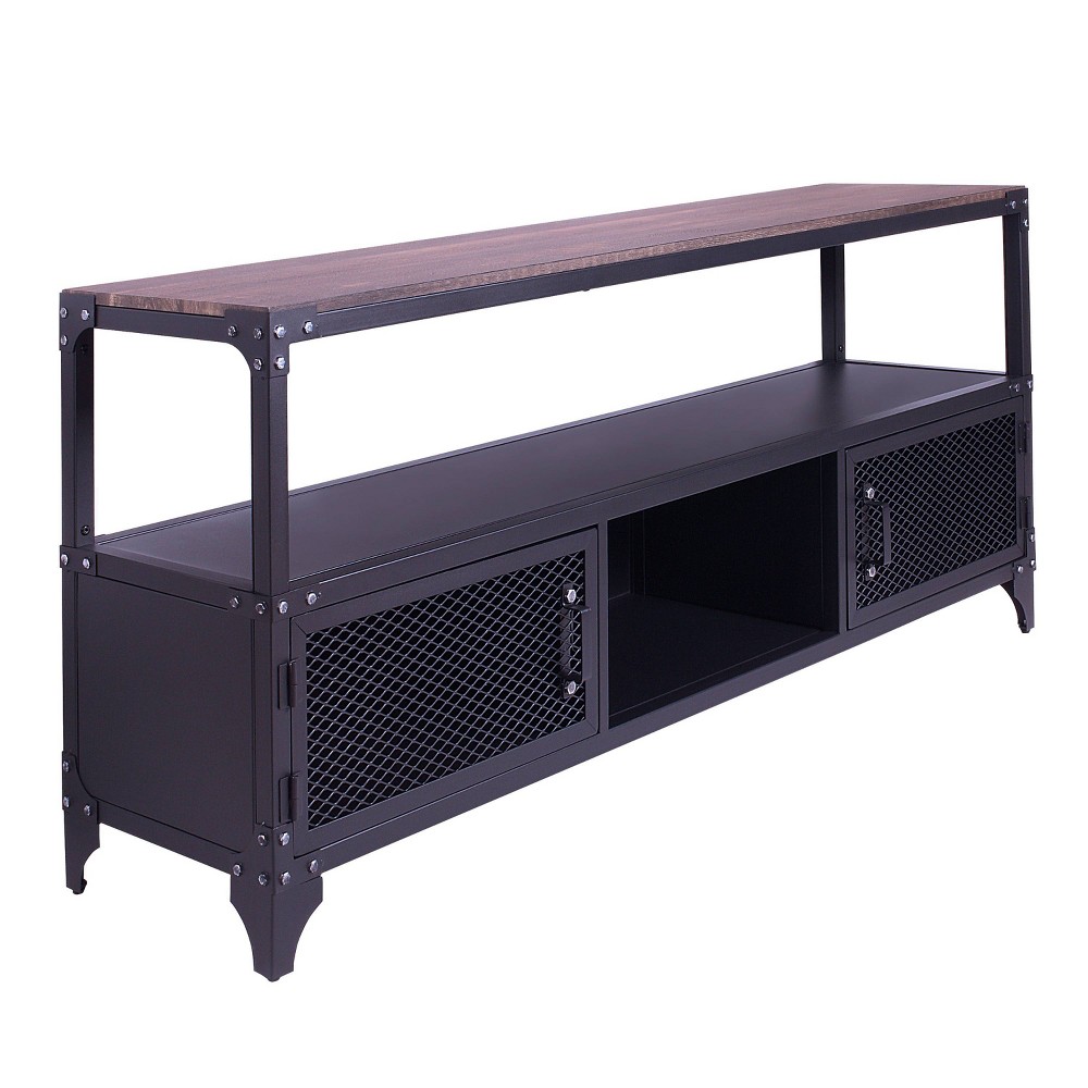 Photos - Mount/Stand 70" Flash Meadow Storage TV Stand for TVs up to 75" Sand Black/Dark Walnut