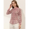 Allegra K Women's Point Collar Long Sleeve Floral Printed Button Down Shirt - 2 of 4