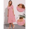 INSPIRE CHIC Women's Casual Smocked Front Tie Back Checks Gingham Midi Dresses - 2 of 4