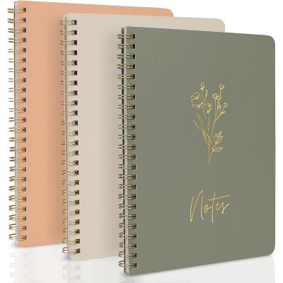 Aesthetic Spiral Notebook Set of 3 For Women - Cute College Ruled Journals For Bible Journaling And More