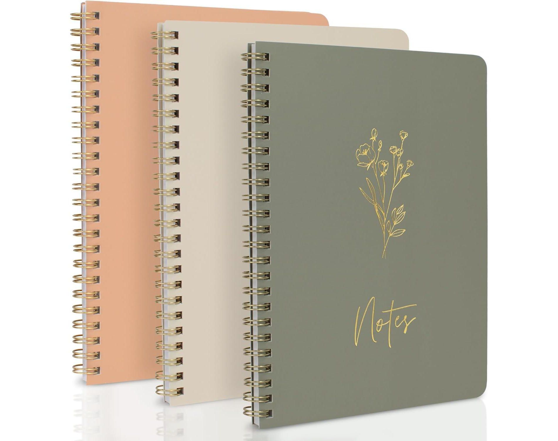 Aesthetic Spiral Notebook Set of 3 For Women - Cute College Ruled Journals For Bible Journaling And More