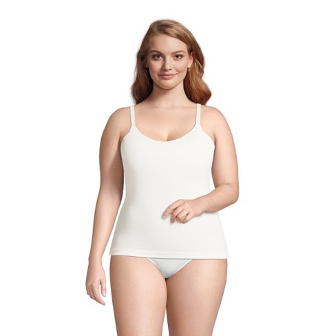 Lands' End Women's Seamless Cami with Built in Bra - 2X - Egret White