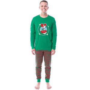 Peanuts Christmas Dear Santa Tight Fit Cotton Matching Family Pajama Set Green - 1 of 4