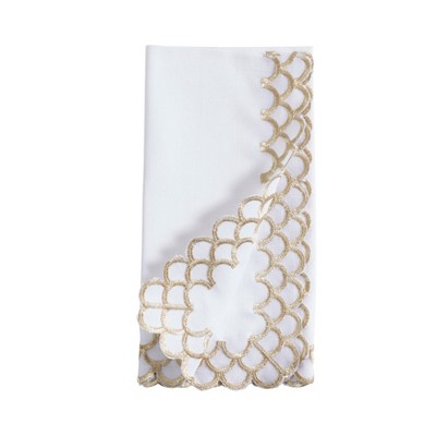 Gold Scalloped Edge 20" Cotton Napkins, Set of 4