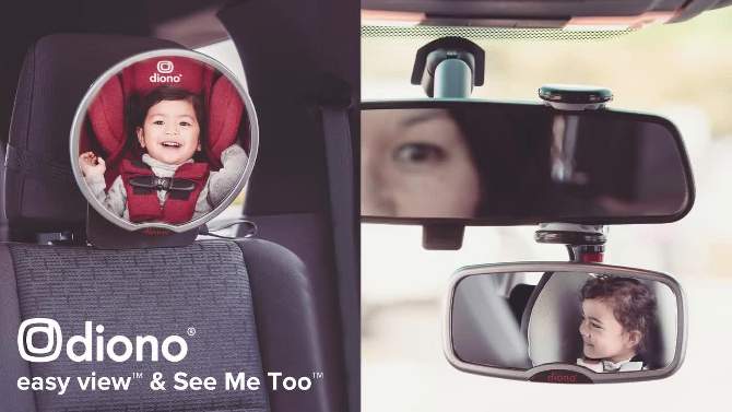 Diono Baby Car Mirror 2 Pack, Car Seat Mirror for Rear Facing Infant & See Me Too Rear View Mirror, Silver, 2 of 11, play video