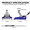 Hydraulic Low Profile Aluminum and Steel Racing Floor Jack with Dual Piston Quick Lift Pump, Blue - 2 of 3