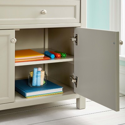 Gray Wooden Kids' Artwork Storage Cabinet with Drawers