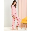 Allegra K Women's Winter Flannel Long Sleeve Nightwear Top and Pants Pajama Sets - 4 of 4