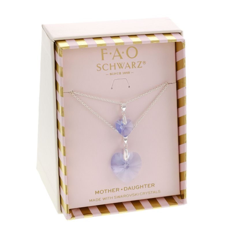 FAO Schwarz Fine Silver Plated CZ Stone Heart Pendant Necklace Set, 2 of 4