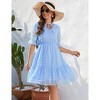 Coolmee Women's Summer Dress Short Sleeve V Neck Dress Lightweight Ruffle Solid color Mini Dress - 4 of 4