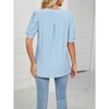 Coolmee Women Summer Eyelet Blouses Business Casual V Neck Short Sleeve Shirts Hollow Out Cute Lace Tops - 3 of 4