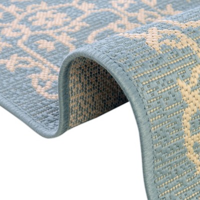 Light Blue Synthetic Easy-Care Outdoor Rug 5' x 8'