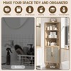 Corner Storage Cabinet with Rattan Doors & Adjustable Shelves, Natural Oak - 4 of 4