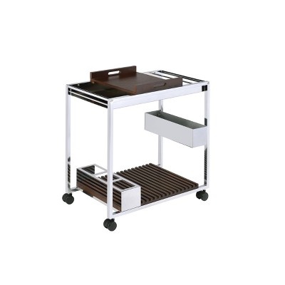 Lisses Serving Cart Chrome - Acme Furniture