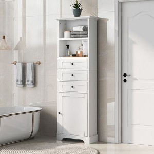 NicBex 67.3" Modern Matte Finish Bathroom Cabinet with Adjustable Shelves,1 Door&3 Drawers,Freestanding Storage Cabinet for Bathroom - 1 of 4