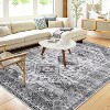 Washable Vintage Floral Rug Non-Slip Low Pile Area Rug - Stain Resistant Traditional Carpet for Living Room Bedroom Nursery Apartment - 2 of 4