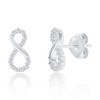 Bella Silver Sterling Silver, Polished & CZ Infinity Necklace & Earrings Set - Silver - 16+2 Inch - 2 of 4