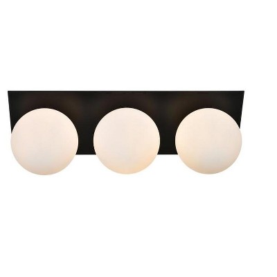 Elegant Lighting Jillian 3 light Black and frosted white Bath Sconce