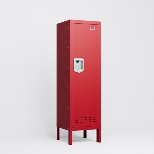 Yukimo 54.6" Red Metal Storage Locker, Retro Industrial Style Single Door Cabinet with 2 Compartments for Gym, School, Living Room, Bedroom - 1 of 4