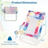 Costway Folding Low Beach Chair, Set of 2 with Padded Head Pillow, Mesh Back, Cup Holder Blue/Pink - 3 of 4