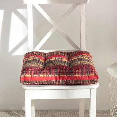 Gold Rush Plaid Multicolor Microfiber Square Chair Cushion Set